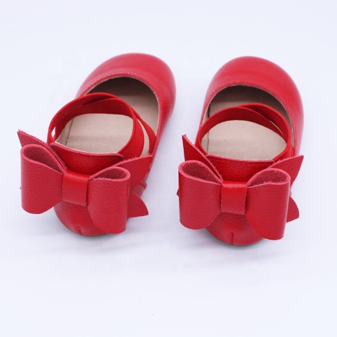 2023  baby girls red leather party kids bow shoes