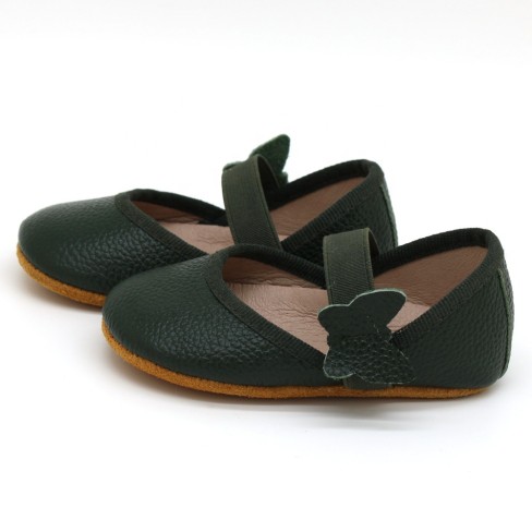 girls green leather infant and toddler shoes soft sole