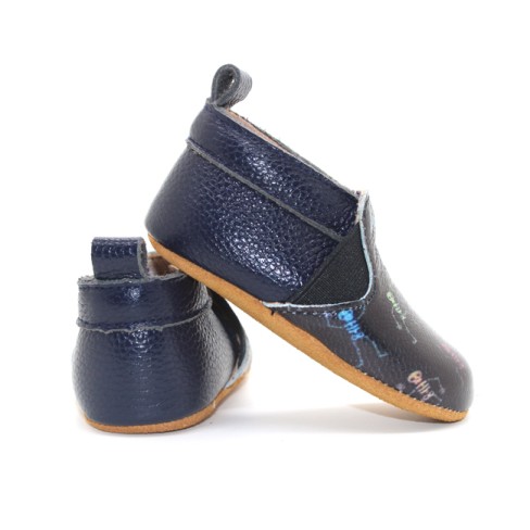 2023 Soft 3D Printing Leather Girls Black Funny Baby Shoes