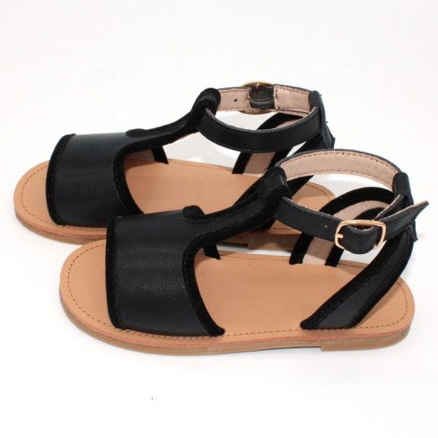  ized black genuine leather children shoe and sandals