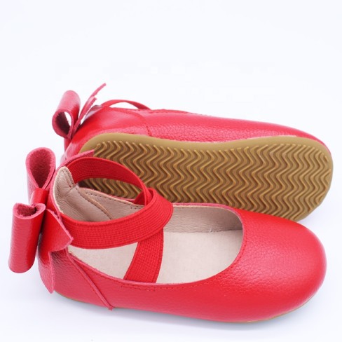 2023  baby girls red leather party kids bow shoes