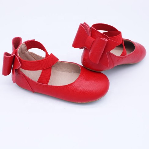 2023  baby girls red leather party kids bow shoes