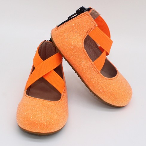2023 hot sale  non color glitter leather baby kids flat shoes