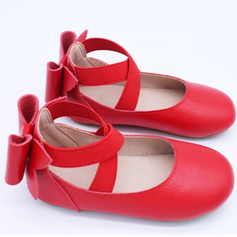 2023  baby girls red leather party kids bow shoes