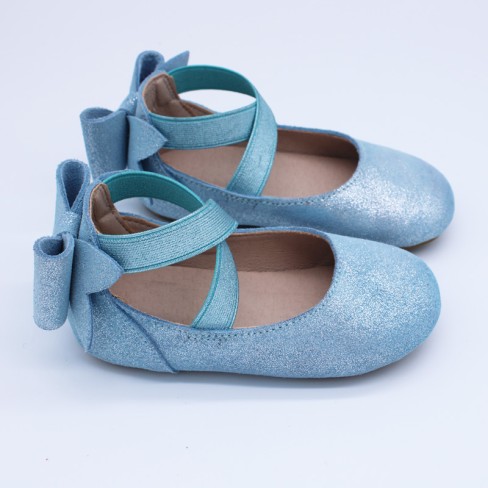 2023  baby walking sky blue leather girl bow shoes