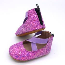 2023  purple glitter leather girls toddler ballet shoes