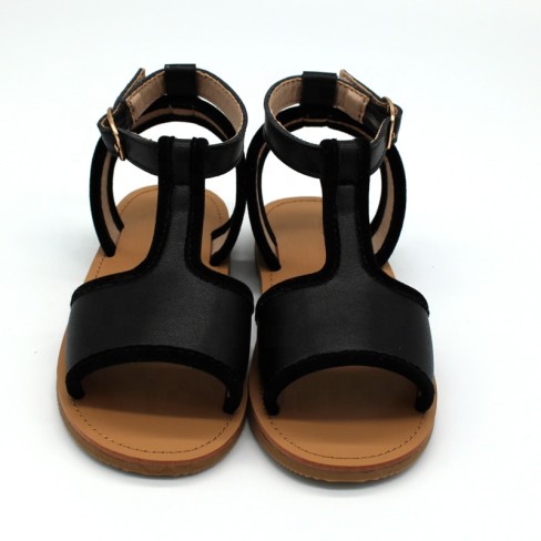  ized black genuine leather children shoe and sandals