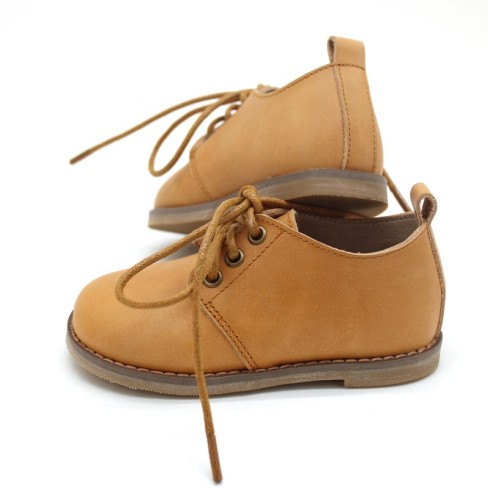 2023 hard sole oil waxed leather kids oxford shoes ized