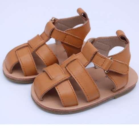 2023  brown leather baby boy sandals shoes kids