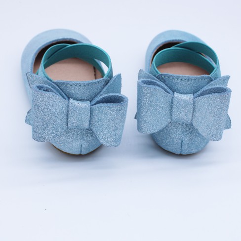 2023  baby walking sky blue leather girl bow shoes