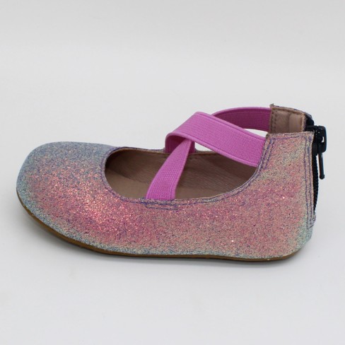 2023  purple color glitter leather ballet shoes flat for kids
