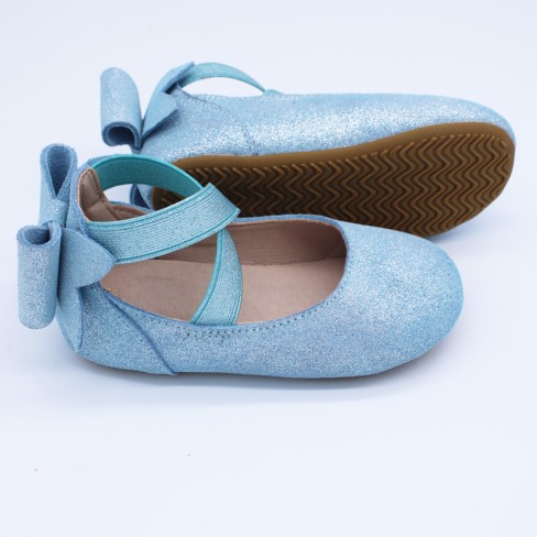 2023  baby walking sky blue leather girl bow shoes