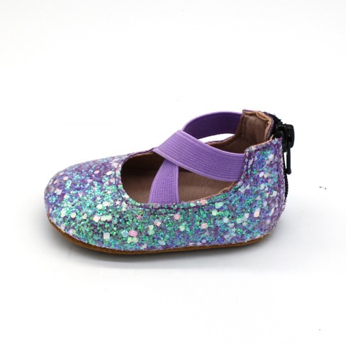 2023  purple glitter leather girls princess baby shoes