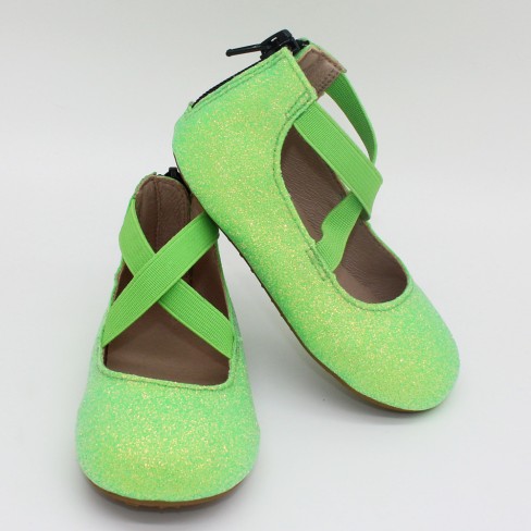 2023  candy color glitter leather flat shoes kids