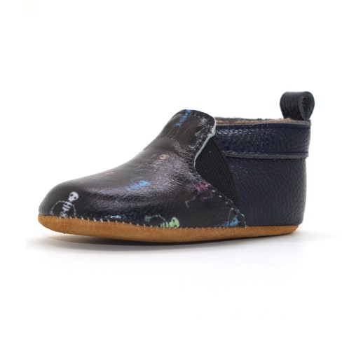 2023 Soft 3D Printing Leather Girls Black Funny Baby Shoes