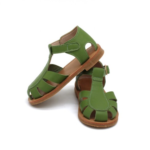  ized green leather kids little girls summer sandals
