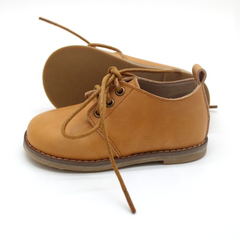 2023 hard sole oil waxed leather kids oxford shoes ized