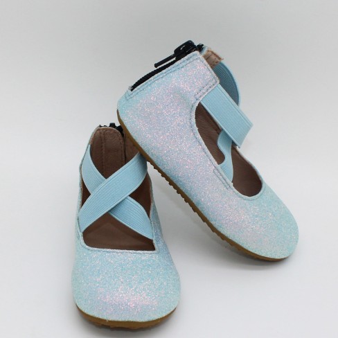 2023  candy color glitter leather flat shoes kids