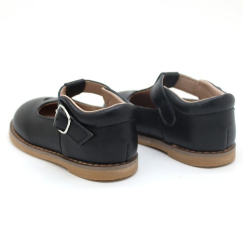 ized black leather girls party shoes 2023 with heart