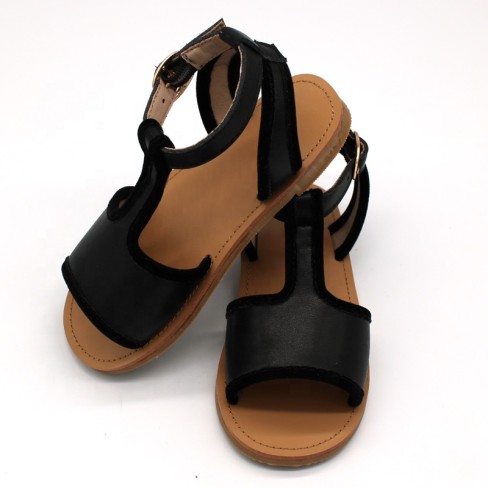  ized black genuine leather children shoe and sandals