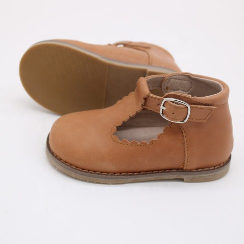 2023 baby hard sole tbars leather shoes for toddler girls