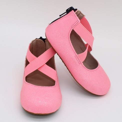 2023  purple color glitter leather ballet shoes flat for kids