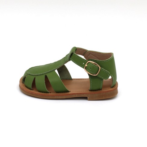  ized green leather kids little girls summer sandals