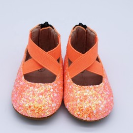 2023  orange glitter girls infant toddlers shoes flats