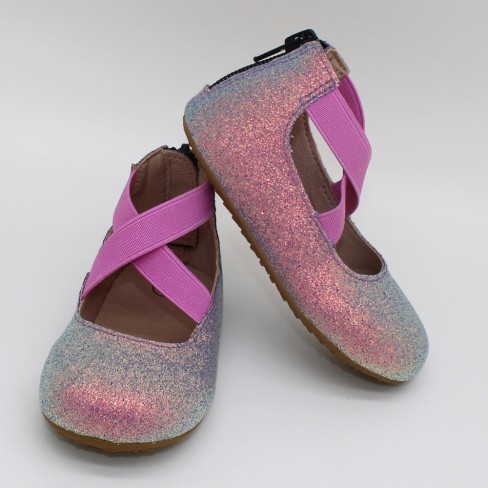 2023 hot sale  non color glitter leather baby kids flat shoes
