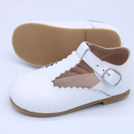  new style white genuine leather kids t bar shoes