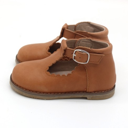 2023 baby hard sole tbars leather shoes for toddler girls