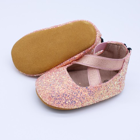 2023  purple glitter leather girls princess baby shoes