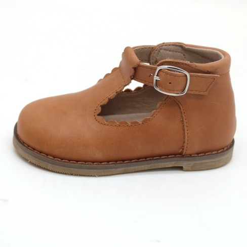 2023 baby hard sole tbars leather shoes for toddler girls