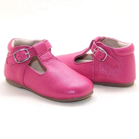 2023  baby walking hot pink girls tbars leather kid shoes