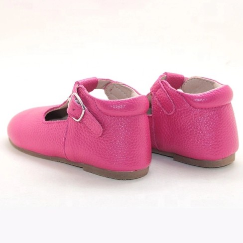 2023  baby walking hot pink girls tbars leather kid shoes
