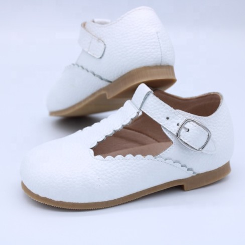  new style white genuine leather kids t bar shoes