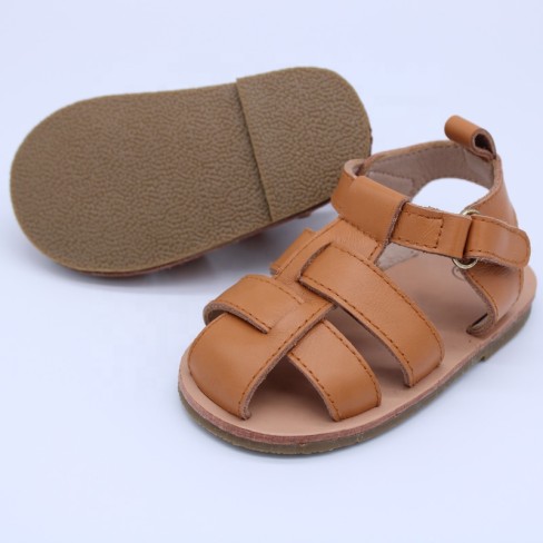2023  brown leather baby boy sandals shoes kids