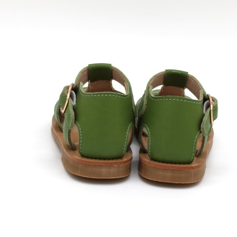  ized green leather kids little girls summer sandals