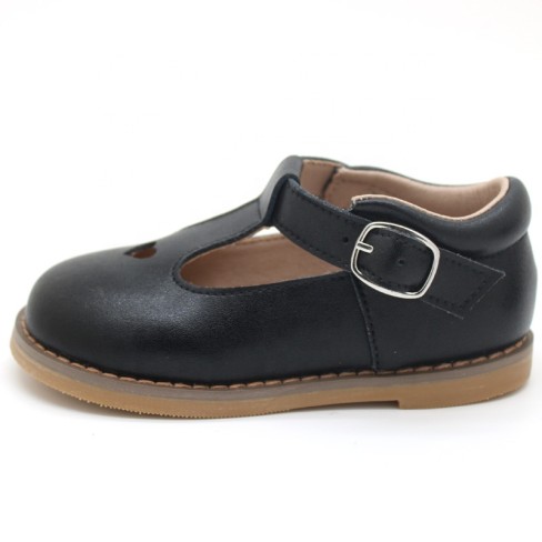 ized black leather girls party shoes 2023 with heart