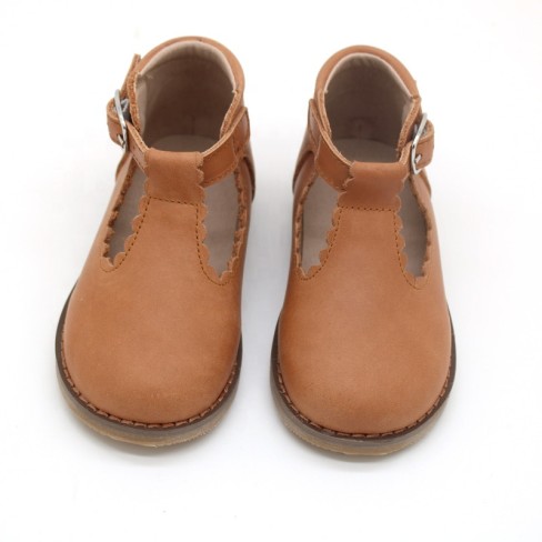 2023 baby hard sole tbars leather shoes for toddler girls