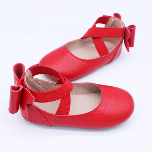 2023  baby girls red leather party kids bow shoes