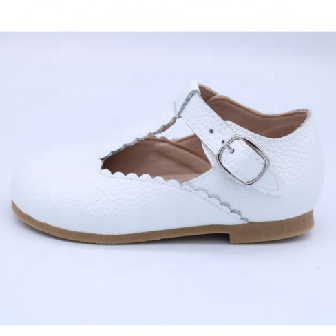  new style white genuine leather kids t bar shoes