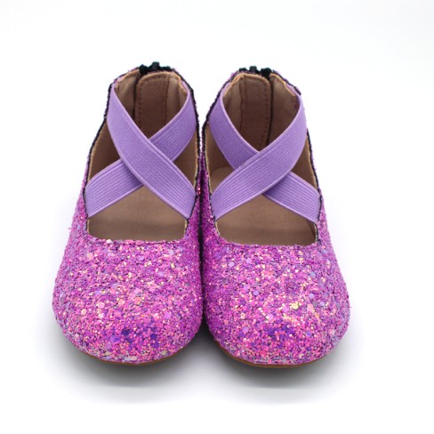 2023  purple glitter leather girls toddler ballet shoes